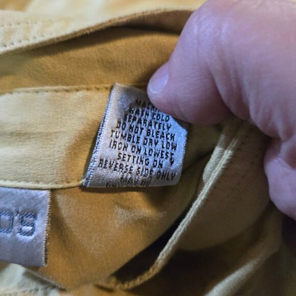 Chico’s Faux Suede Button Up Blouse Yellow Long Sleeve Top Size XL 3 - Picture 7 of 9